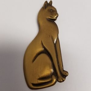 Sterling Silver Cat Pendant Brooch 2.5"